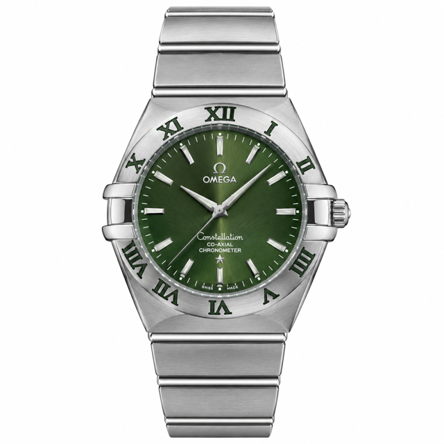 ساعت زنانه امگا کانسلیشن سبز پرکلاغی Omega Constellation